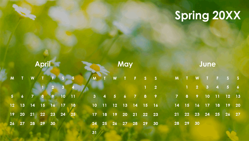 Seasons quarterly calendar