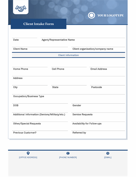 Small business client intake form