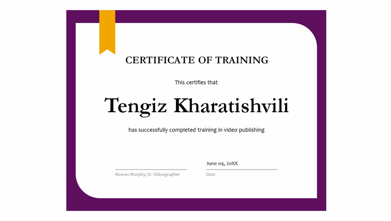 Certificate of training