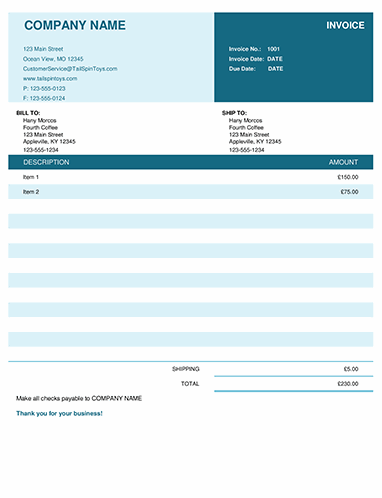 blank invoice template free