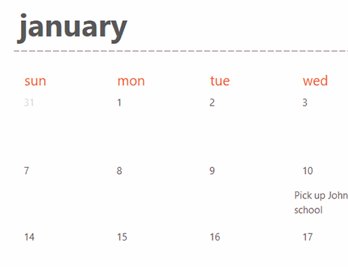 Evergreen calendar tabs (white)