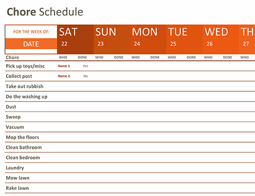Chore schedule