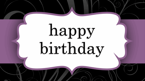 Birthday card (Purple Ribbon design, half-fold)
