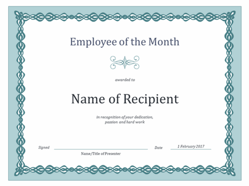 Certificate for Employee of the Month (blue chain design) Certificate for Employee of the Month (blue chain design)