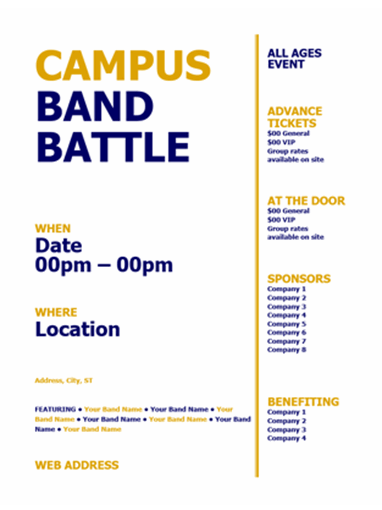 Student flyer (blue and gold bold design)