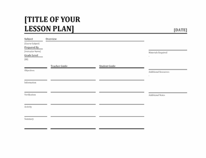 Daily lesson planner