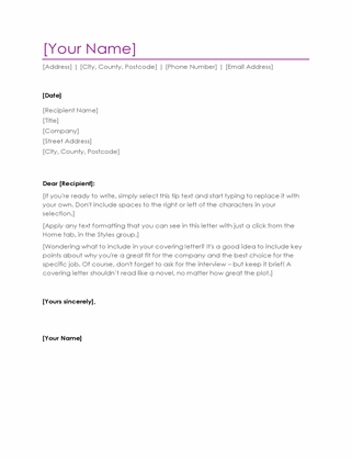 CV covering letter (violet)