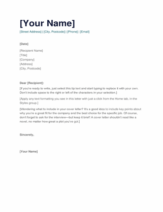 Simple cover letter