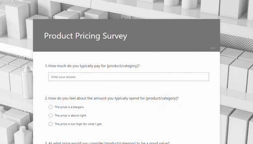 Product pricing survey