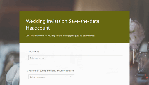 Wedding invitation save-the-date headcount