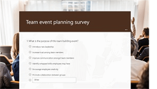 Team event planning survey