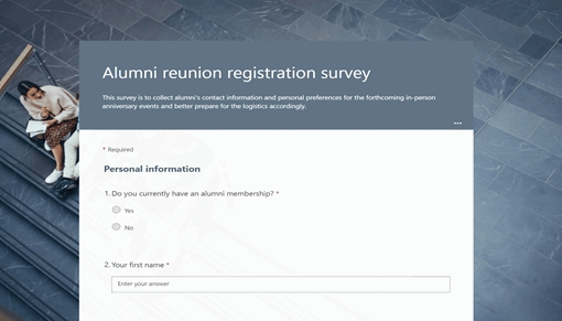 Alumni reunion registration survey