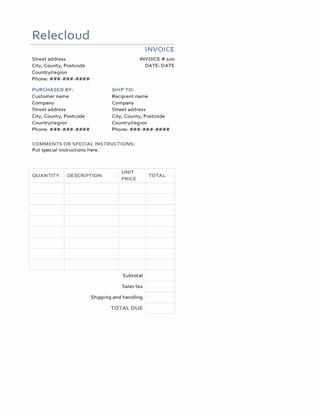 Basic invoice with sales tax