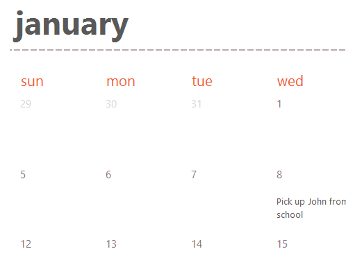 Evergreen calendar tabs (white)