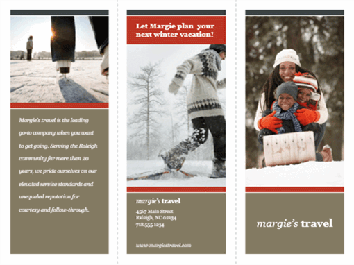 Tri-fold travel brochure (red and gray design)