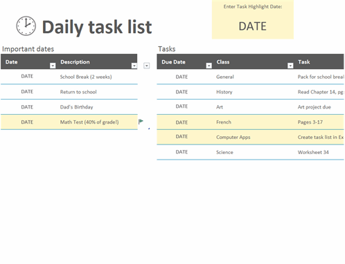 Daily task list