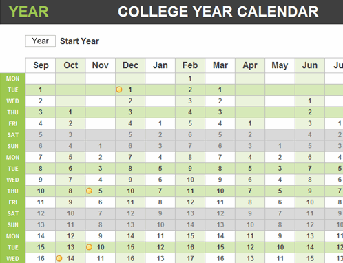 College year calendar
