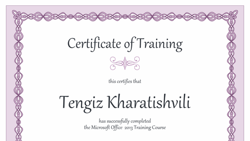 Certificate of training (purple chain design)