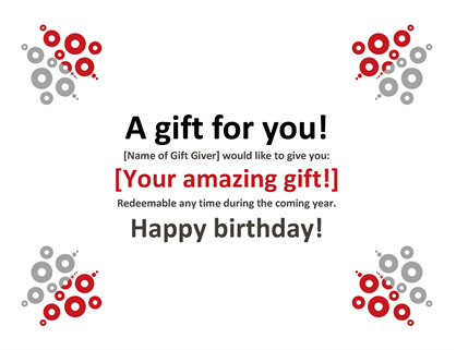 Gift certificate Gift certificate