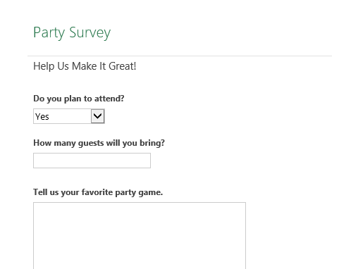 Party planning survey