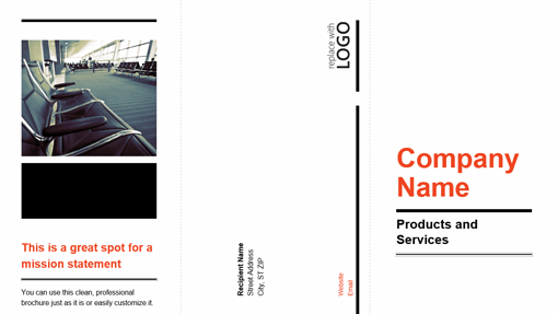 Tri-fold business brochure (black, red design)