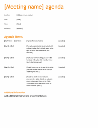 Business meeting agenda (Orange design)