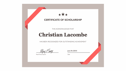 Certificate of scholarship