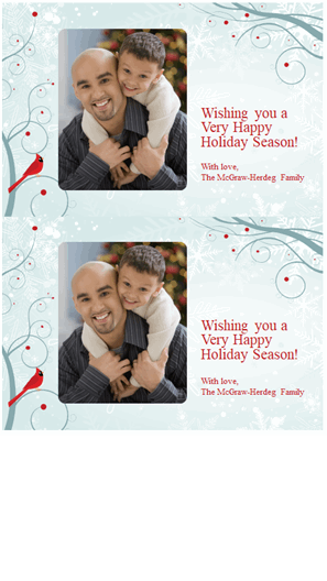Snowflake holiday photo cards (two per page)