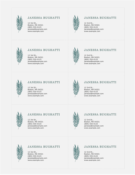 Botanical business cards (10 per page)