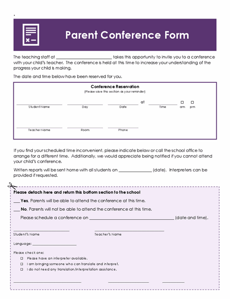 Parent conference form