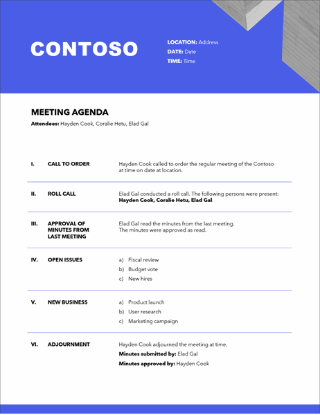Celestial meeting agenda