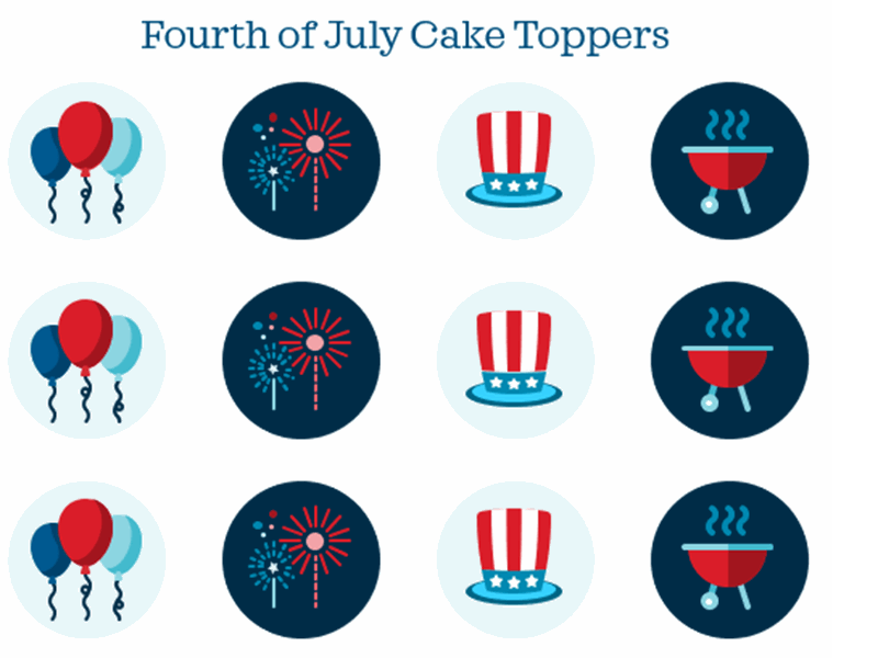 Fourth of July cupcake toppers