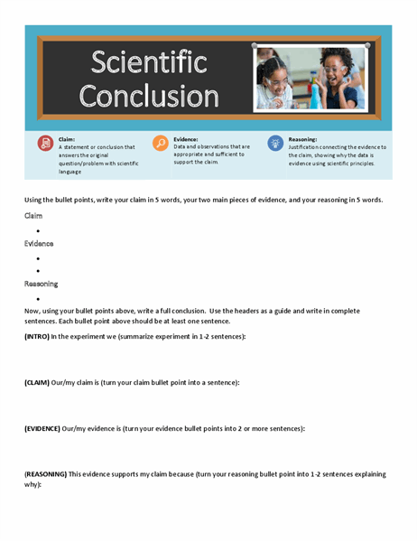 Scientific conclusion worksheet