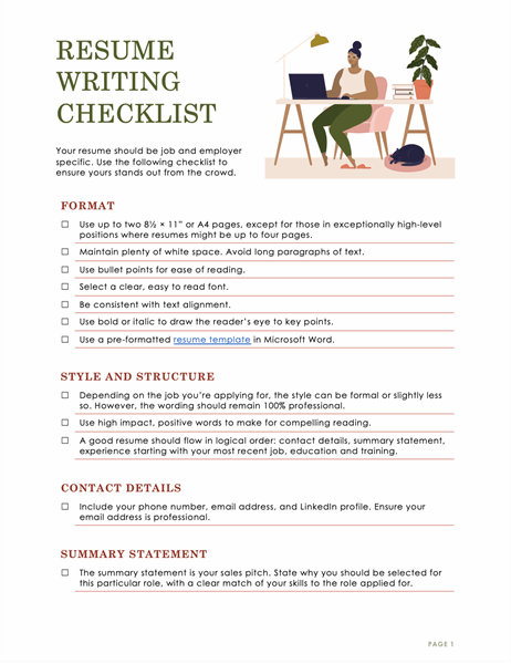 Resume writing checklist