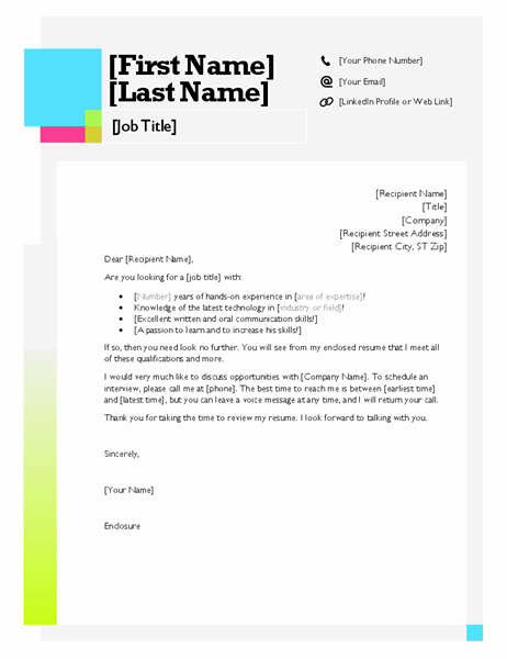 Sticky note cover letter