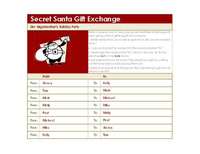 Secret Santa Gift Exchange List