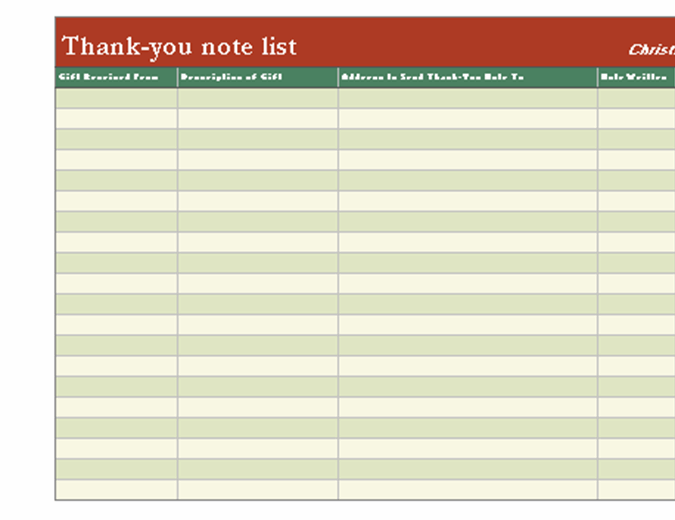 Thank You Note Checklist