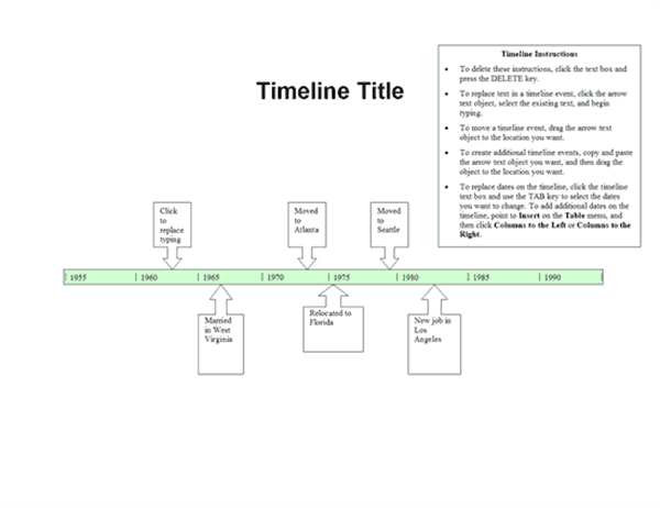 history timeline template excel