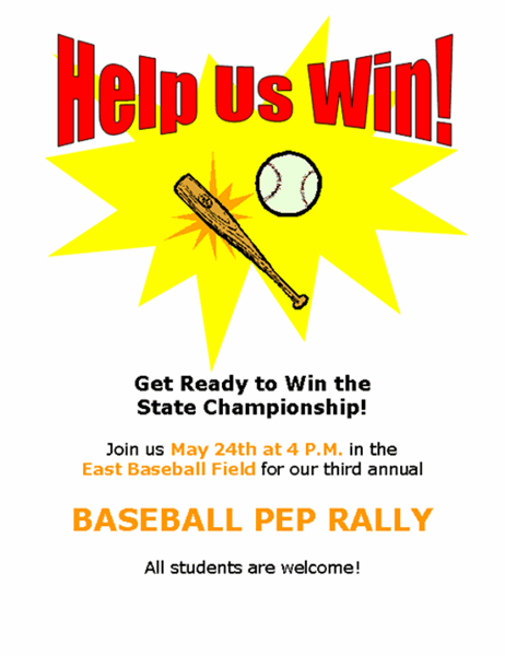 Sports pep rally flyer for school
