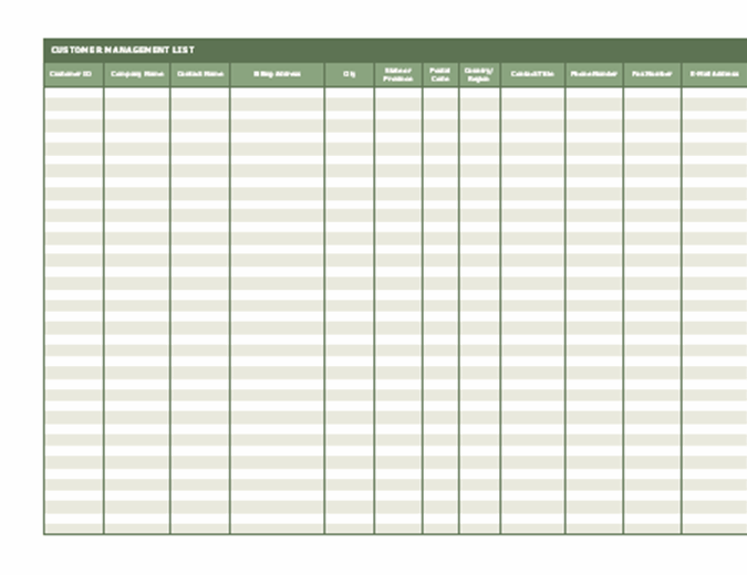 Customer Contact List