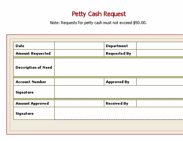 Petty cash request