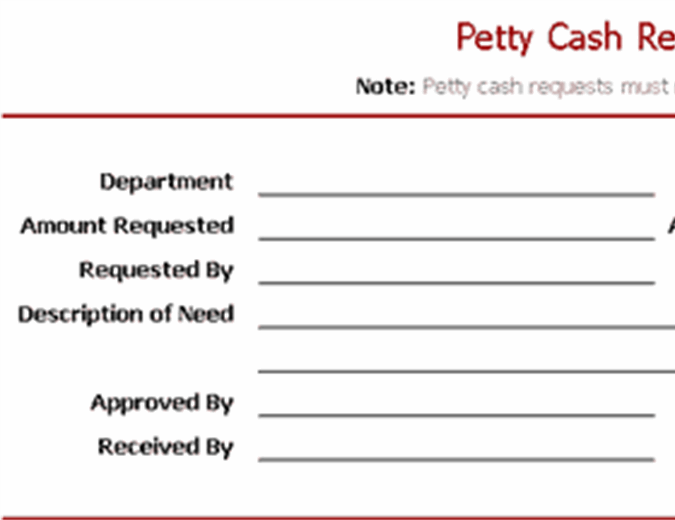 Petty Cash Request Slip