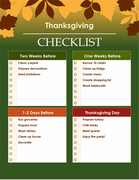 Green Thanksgiving checklist