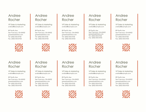 Business cards (Timeless design, 10 per page, works with Avery 5371)