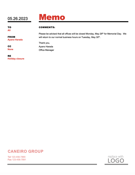 Business memo (Red and Black design) Business memo (Red and Black design)