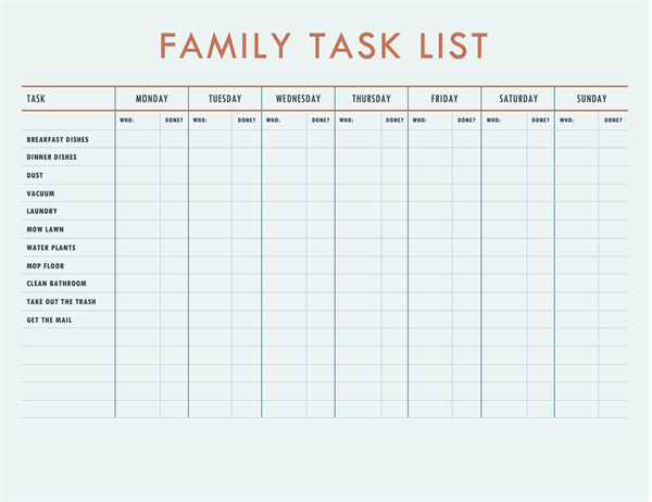 Family Chore Chart
