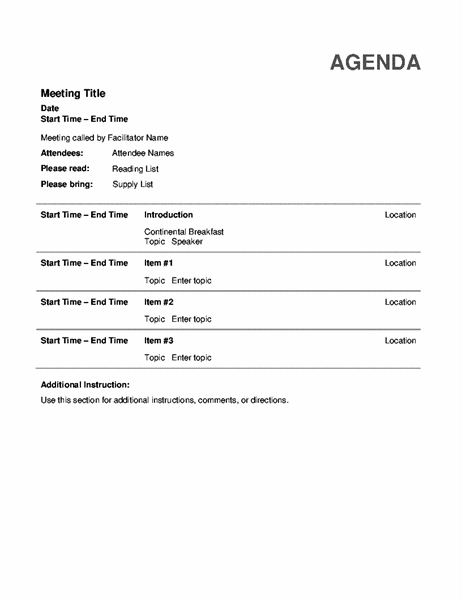 Team Meeting Agenda Informal