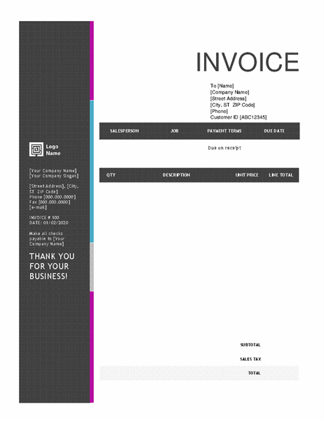 Service invoice (Blue Gradient design)