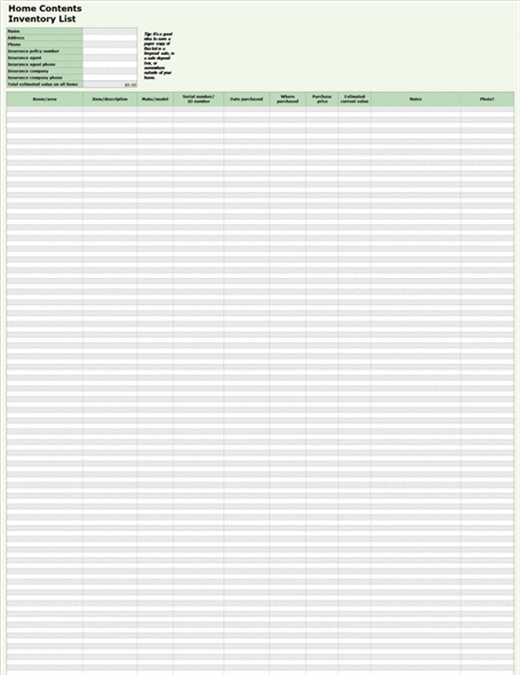 Google Sheets Home Inventory Template from binaries.templates.cdn.office.net