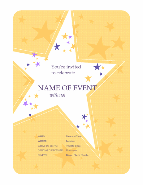Party invitation flyer (star theme)